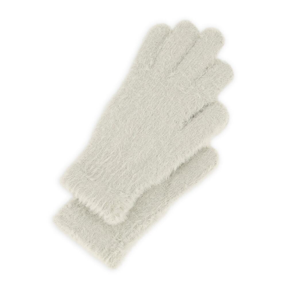 New Gray Solid Eyelash Knit Gloves Mittens Winter Soft Fuzzy Grey